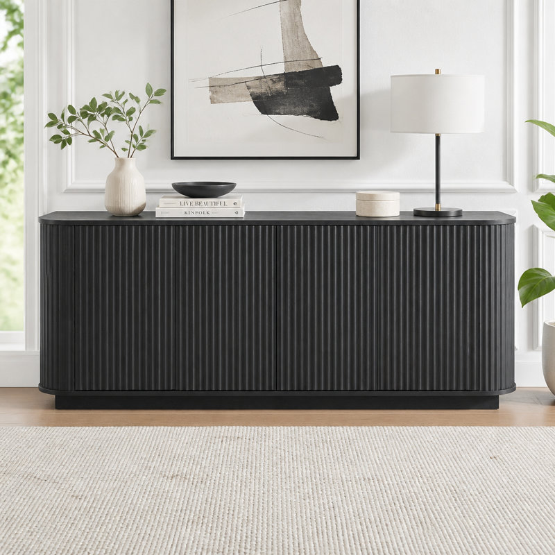 Buffet de rangement avec motif à vagues Buffet, Noir