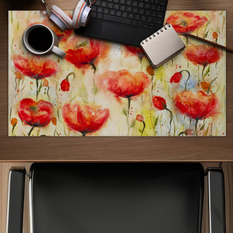 Red flowers garden - 14.00"x24.25" Desk mat