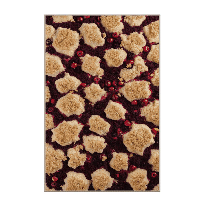 Washable Berry crumble Desserts Area Rug, Rectangle 4' x 6'