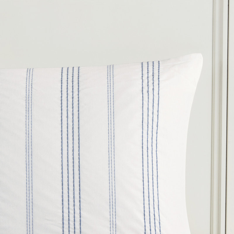 Édredon très grand, 6 pièces en coton, rayures tissées pour un look moderne, literie avec très grand rembourrage - très grand lit, literie 100%, rayures de couleur contrastante, bourre, jupe de lit
