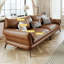 Canapé modulaire brun en cuir véritable-490854590-490854584