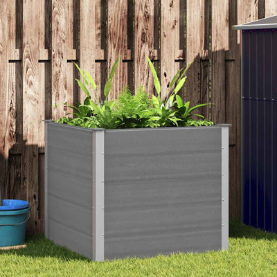 Lit de jardin surélevé avec jardinière surélevée avec bac à plantes à fond ouvert gris WPC