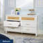 Commode 6 tiroirs Isabella Isle, finition blanche / rotin