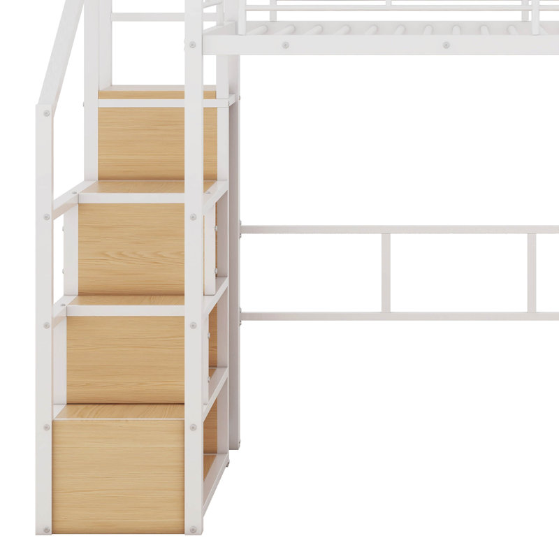 Lit mezzanine en métal avec garde-robe et bureau, Simple