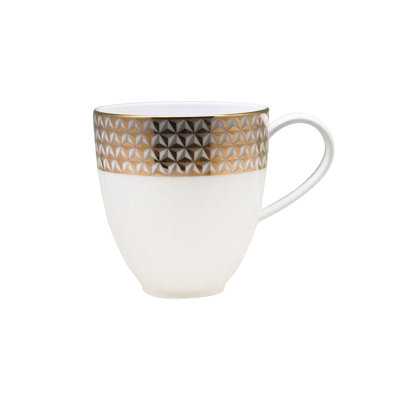 Gem Cut Gold Bone China Coffee Mug