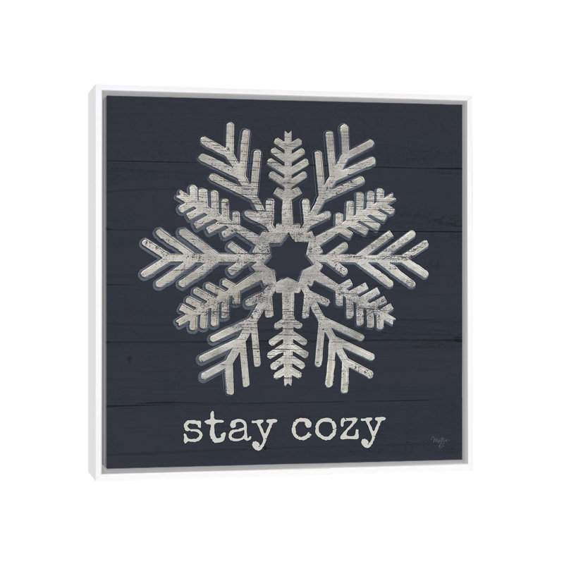 «Stay Cozy Snowflake», reproduction d'art sur toile encadrée, H 26 po x l 26 po, Blanc