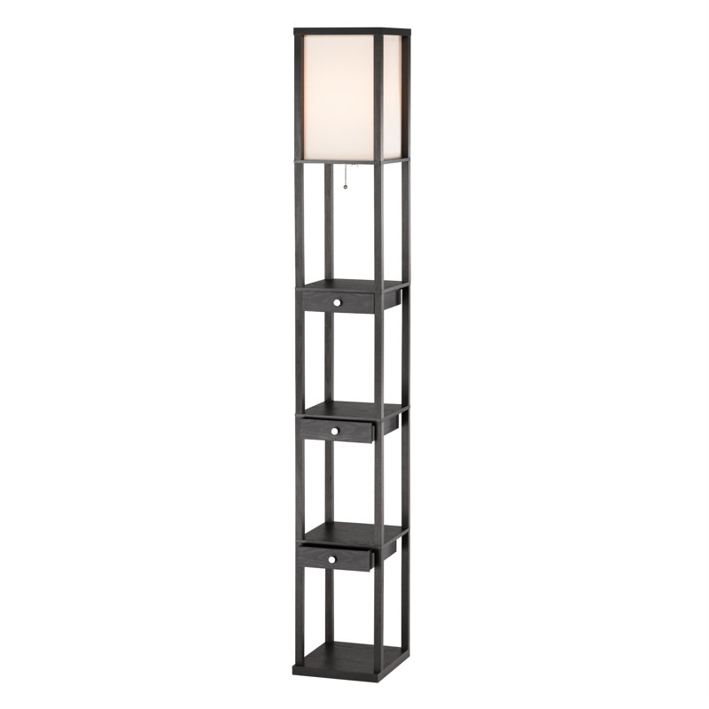72'' Black Wood Column Floor Lamp