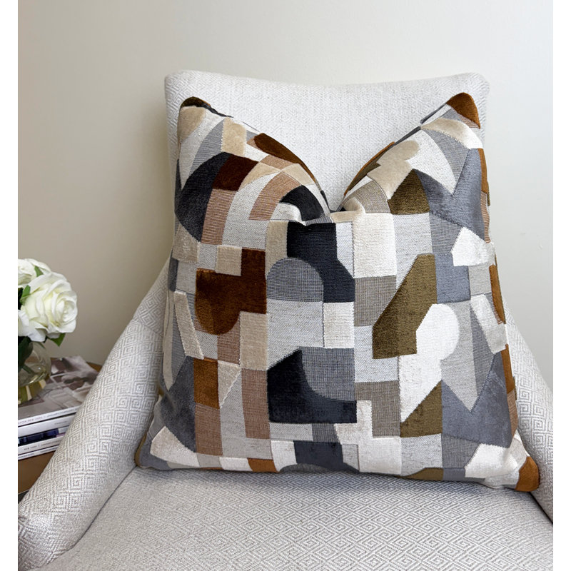 Housse de coussin Geodream, H 20 po x l 20 po, Motifs géométriques gris