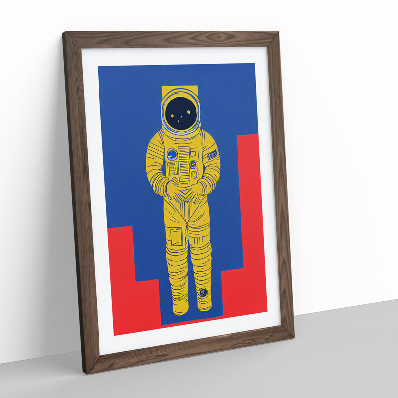 Astronaut Pop Art No.4 - Single Picture Frame Print, 64cm H x 46cm W x 2cm D, Walnut Framed