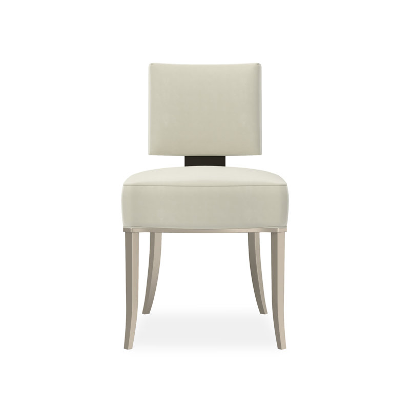 Reserved Seating Upholstered Dining Chair, Silver/Bronze, White