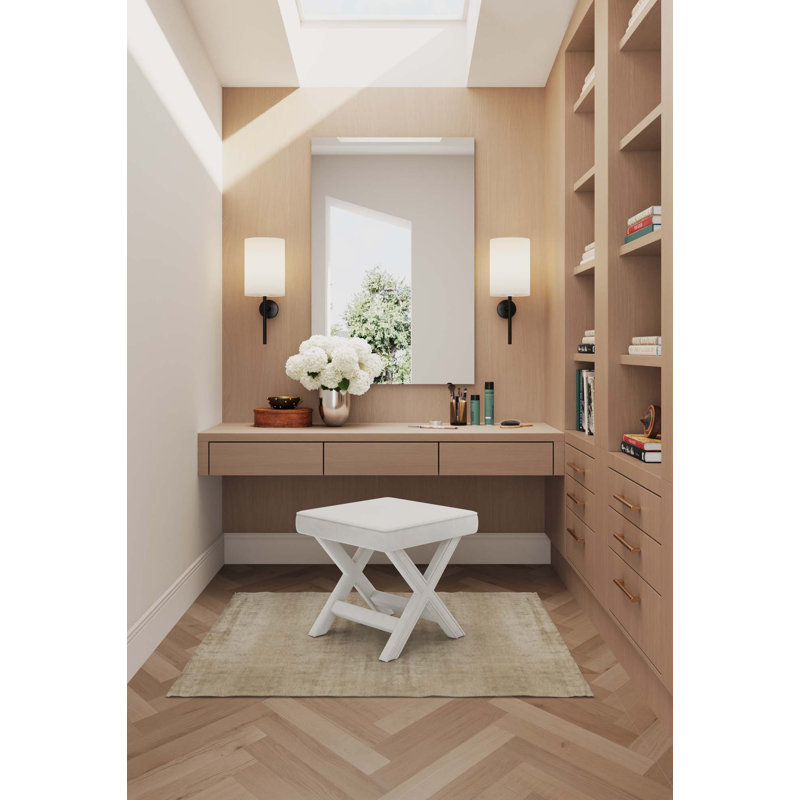 Faulkwoods Velvet Ottoman, Cream