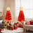 Lighted  Santa Hat Style Christmas Tree Set Of 2, 4Ft Artificial Tree With Warm White Lights, Christmas Tree For Decoration Inside And Outside