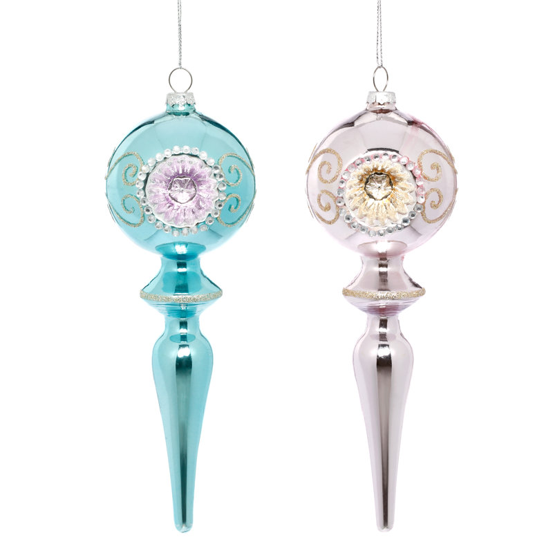 Retro Finial Ornament,  - 8 Inches Set Of 12