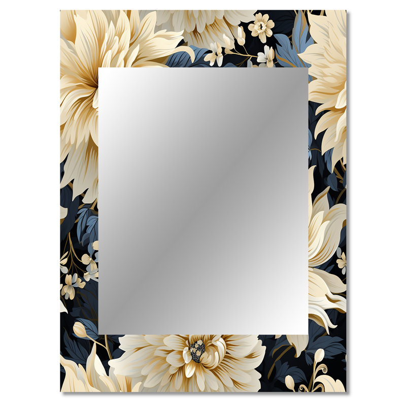 Keontre Damask Urban Retreat Fuse U - miroir damassé, miroir mural unique Boho, reproduction d'art en métal, 40 po x 30 po
