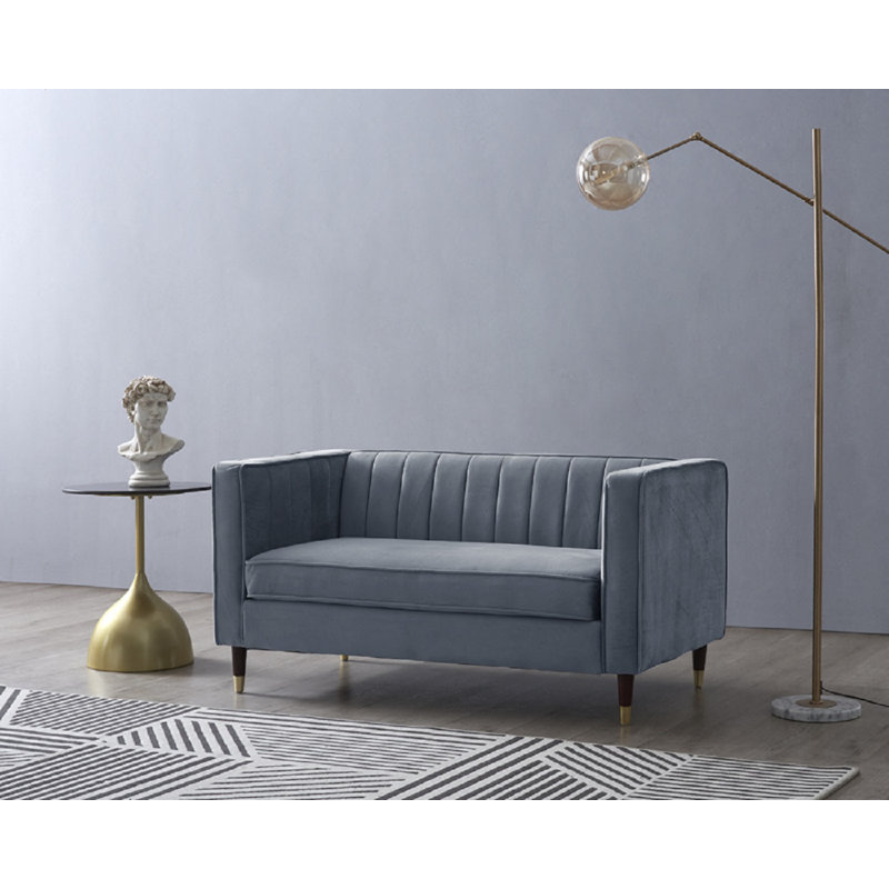 Dougherty 2 Seater Velvet Sofa, Grey