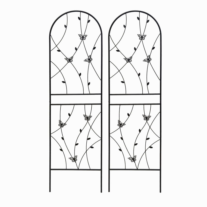 Ensemble de 2 treillis de jardin en métal 71 po x 19,7 po antirouille pour plantes grimpantes déco papillon