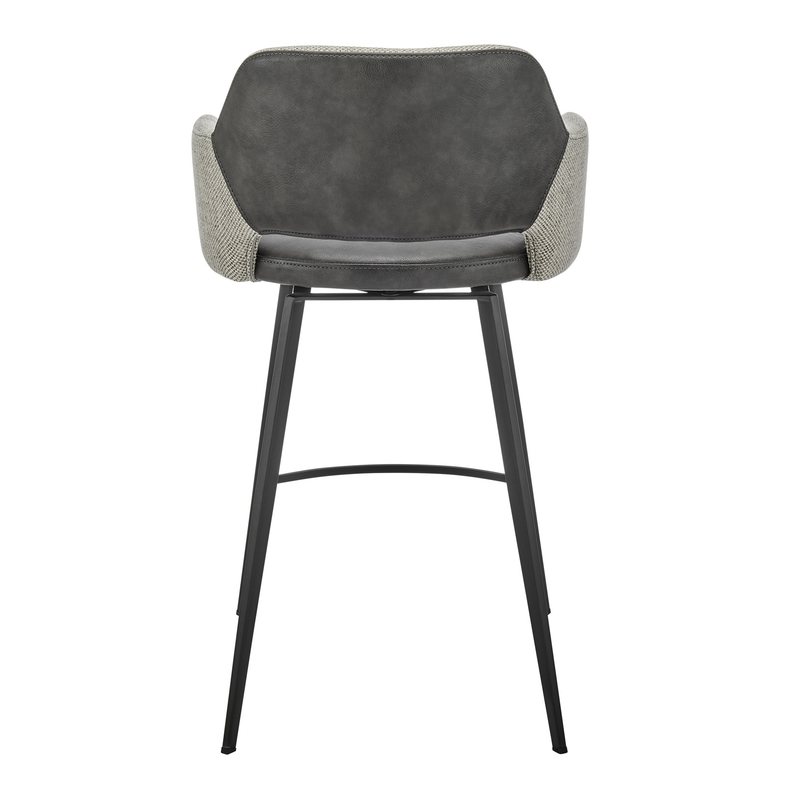 Ivonne 29" Swivel Bar Stool, Dark Gray Faux Leather, Counter Stool (25.6” Seat Height)