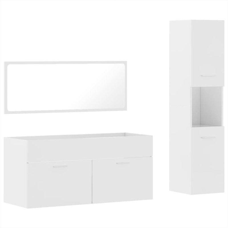 Brenin Bathroom Storage Furniture Set, White high gloss