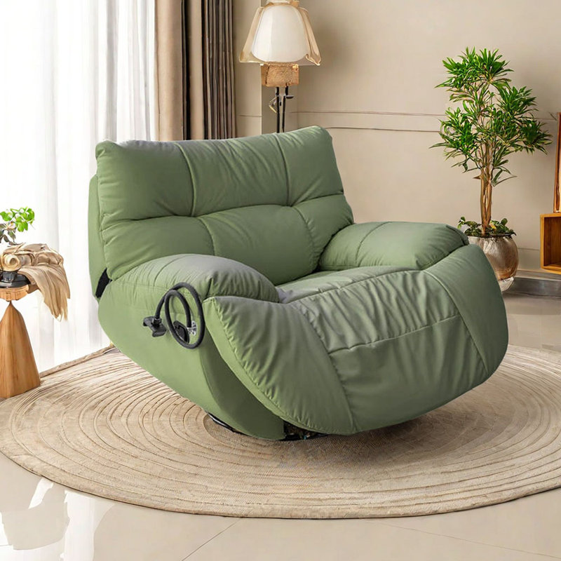 Minisci Faux Leather Recliner, Green Faux Leather