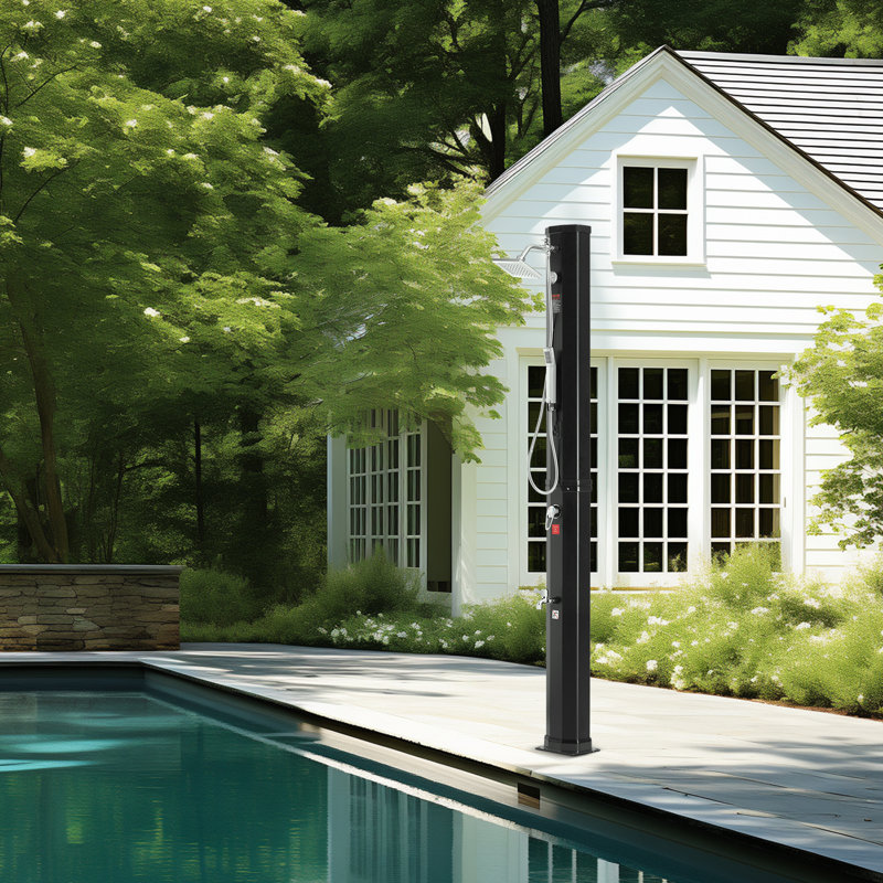 Solar Powered Temperature Controlled Portable Free Standing Outdoor Shower with Detachable Shower Head and Footwash Spout