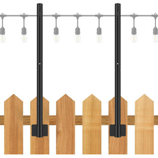 2 Pack 2.8 FT String Light Poles, Suspension Outdoor Fence Post Lights with Clip and Bracket