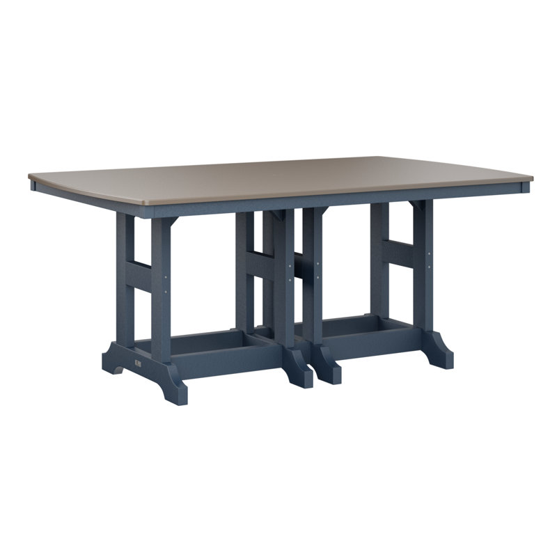 Berlin Gardens Garden Classic Rectangular Bar Table, Hammered Top Bronze, Navy Blue, 35.5" H x 72" W x 44" D