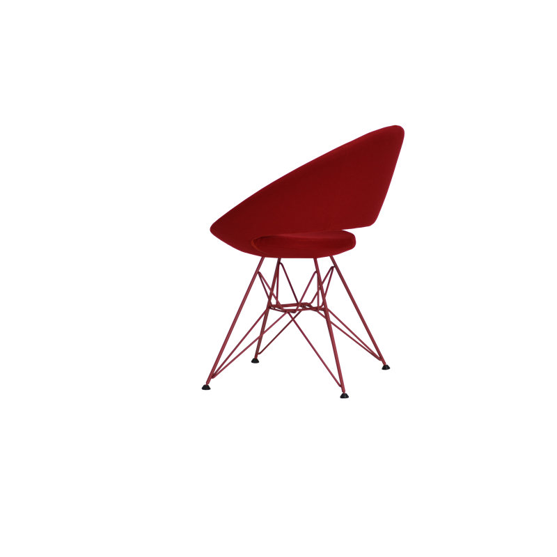 Crescent Tower Dining Chair, Red, Leatherette, Red Steel