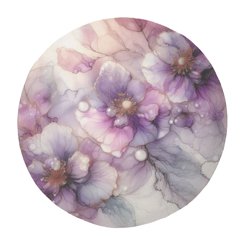 Tapis tressé Lilac Dream, Rond 5 pi