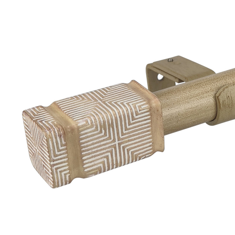 Nicastro Beige Iron Adjustable 1'' Dia Single Curtain Rod, 1.40" H x 72" W x4.50" D