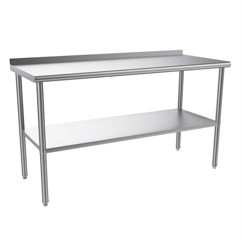 Stainless Steel Table With Undershelf & Backsplash