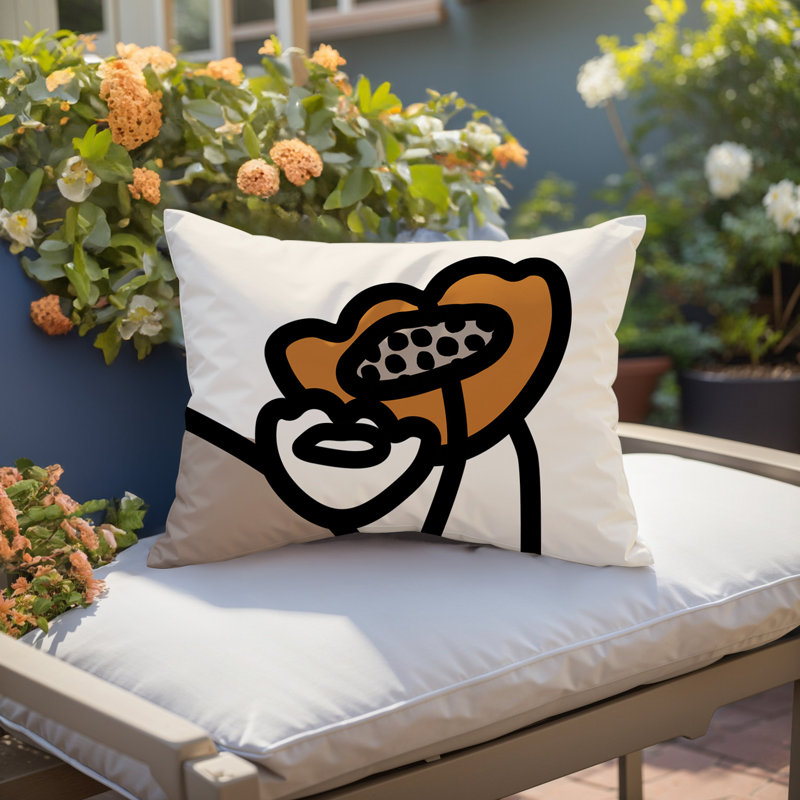 Coussin lombaire réversible intérieur / extérieur Jai Abstract, H 14 po x l 20 po, Orange brûlé