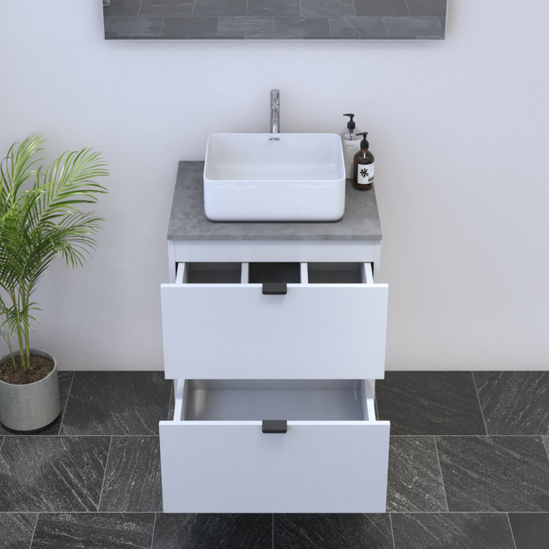 Kareema 23.6'' Single Bathroom Vanity with Top, Concrete