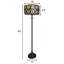 Lampe sur pied 63 po à deux lumières de forme traditionnelle brune avec abat-jour tambour en vitrail brun et blanc