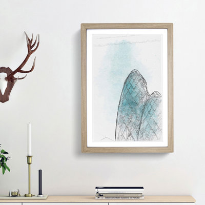 The Gherkin Building in London in Abstract - Picture Frame Graphic Art Print