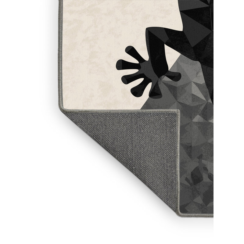 Tapis beige moelleux moelleux à motif géométrique moderne Adriel Gecko, 8x10