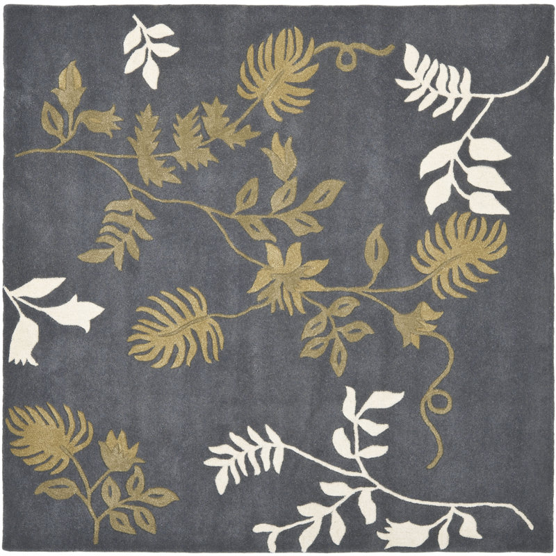 Candelo Soho Hand Tufted Wool And Viscose Floral Rug, Square 6'