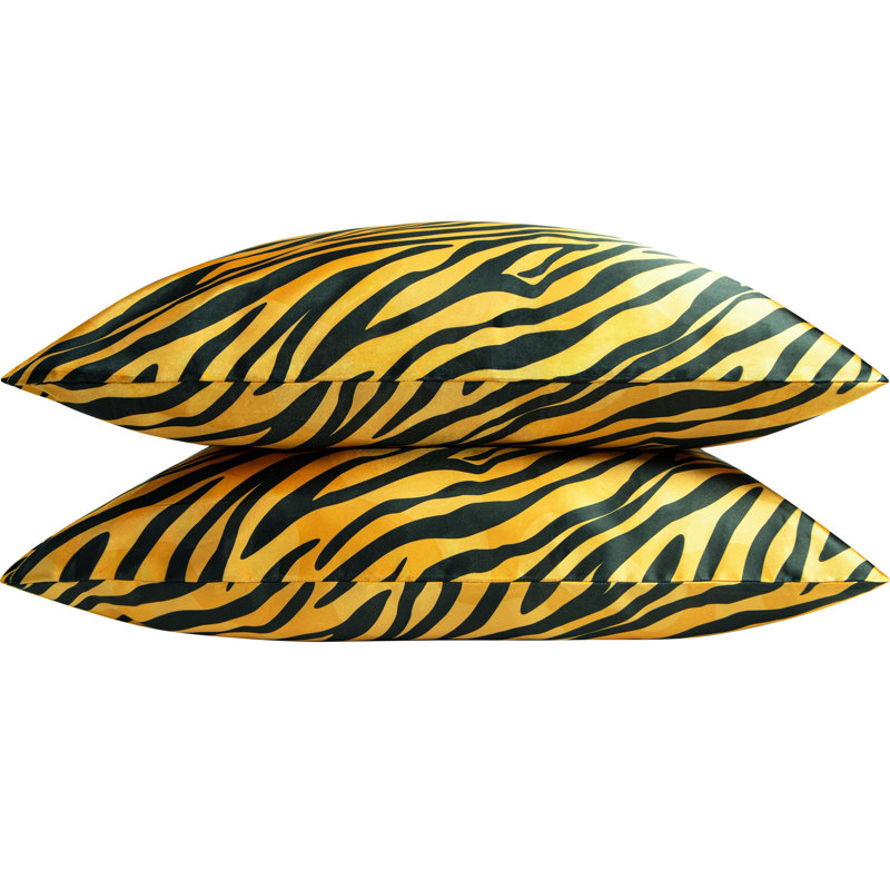 2 Pack Satin Marble Print Pillowcases, Twin Pillow Case with 2 Pillowcases, Yellow/Black Zabra