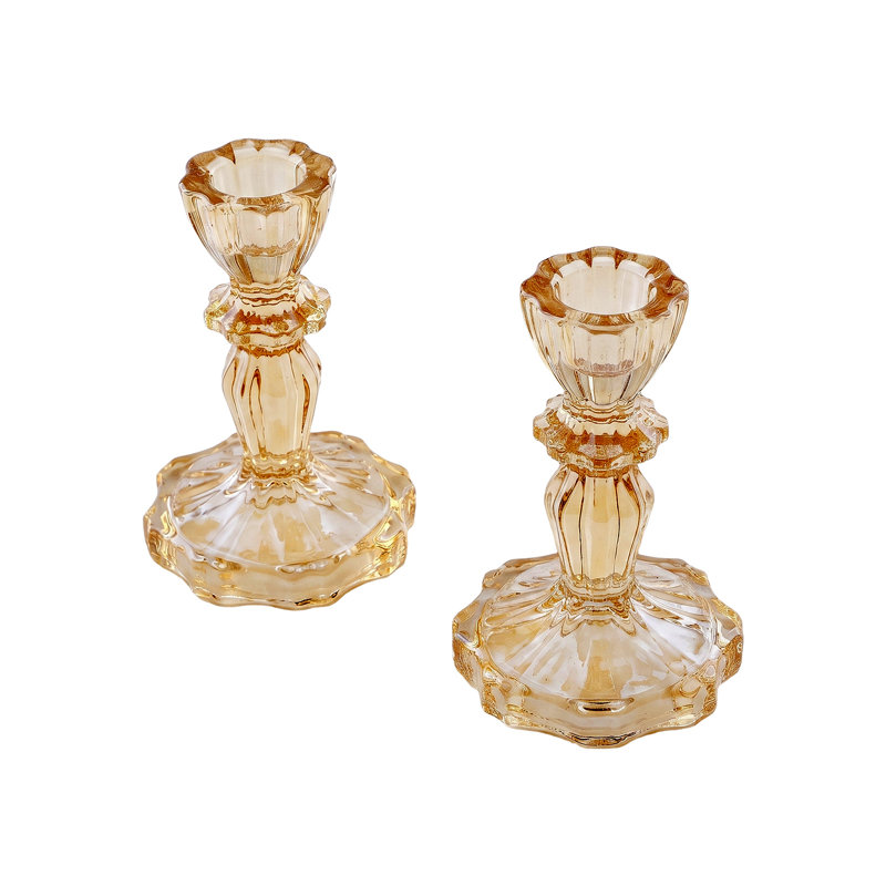 2 Pack Glass Candlestick Holders