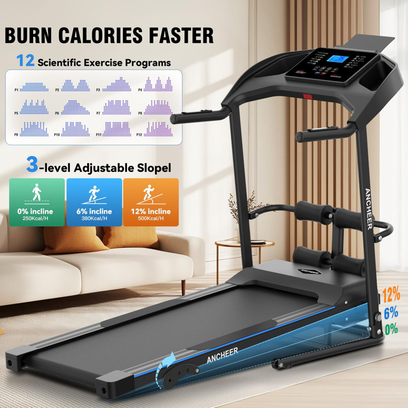 Tapis roulant pliable robuste de 3,5 ch avec inclinaison et banc assis