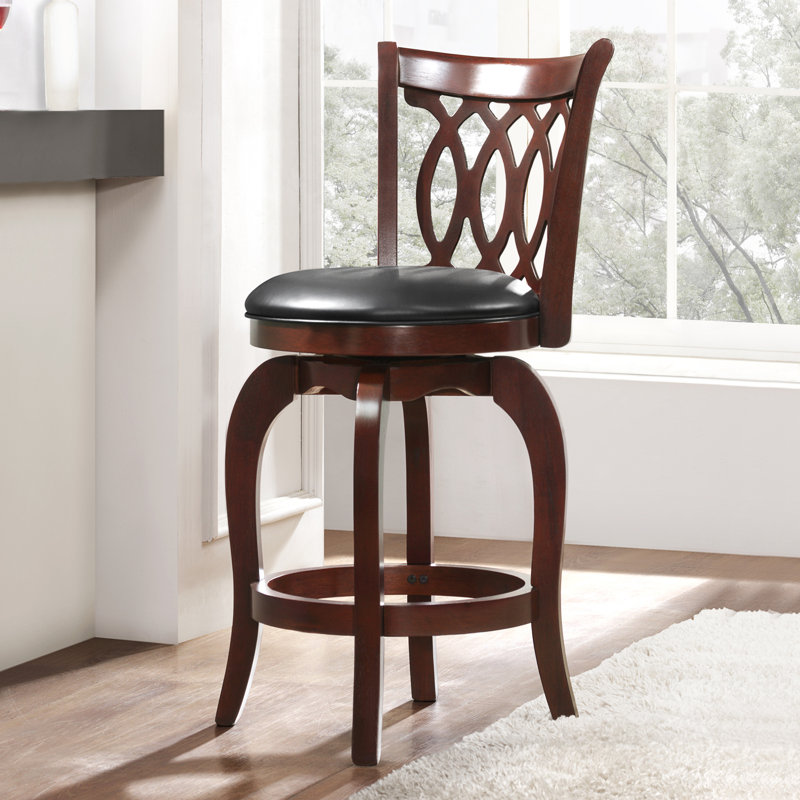 Alyn Swivel Upholstered Counter Stool with Solid Wood Frame, Counter Stool (24.9" Seat Height)
