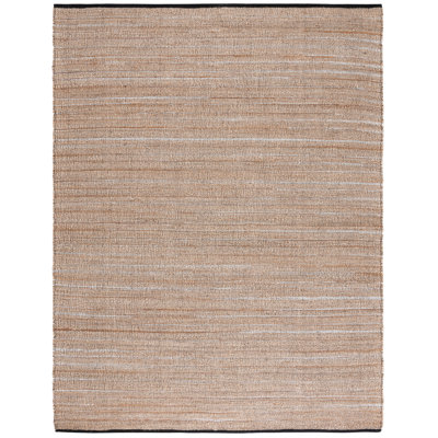 Tapis en jute / coton à tissage plat Erleen brun clair / beige