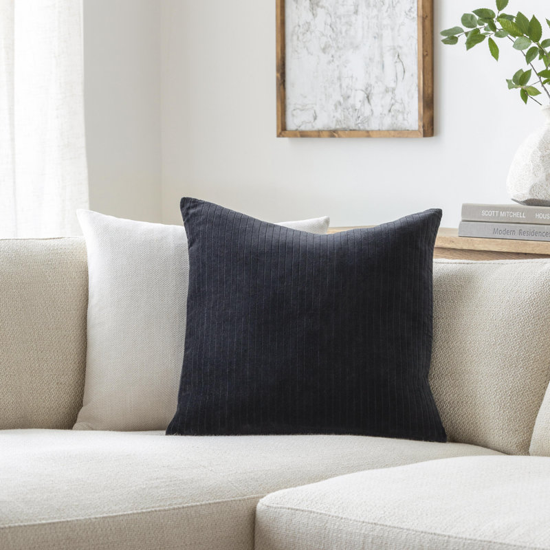 Alda Throw Pillow, 22" x 22", Black, Polyester/Polyfill
