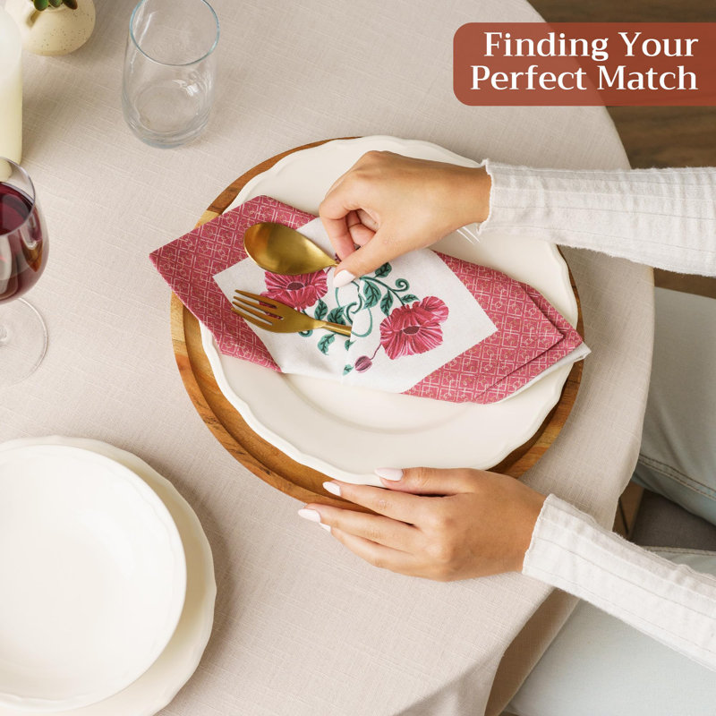 Maison d' Hermine Cloth Napkins Set of 4 100% Cotton Everyday Reusable Square Napkins Cloth Washable Dinner Party Wedding Restaurant Valentines Day Decorations Spring/Summer (Poppy, 18" x 18")