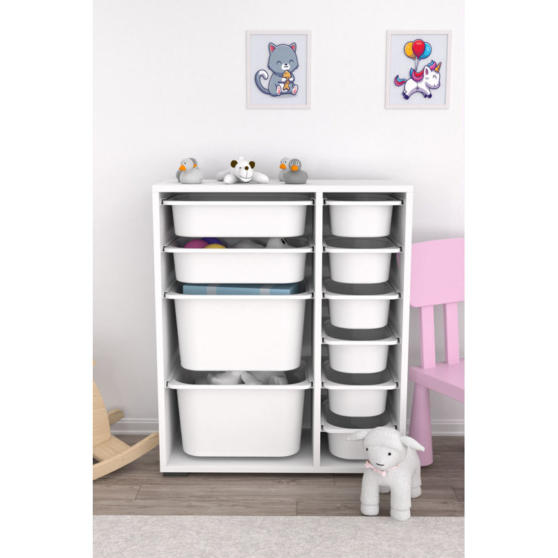 Armoire polyvalente moderne, blanche, 27,4 po x 32,7 po x 11,8 po | 100% panneau de particules enduit de mélamine, épaisseur: 0,7 pouce | Comprend de nombreuses tablettes, des pieds en plastique et une conception murale | Parfait pour le bureau à domicile, le salon ou les solutions de rangement