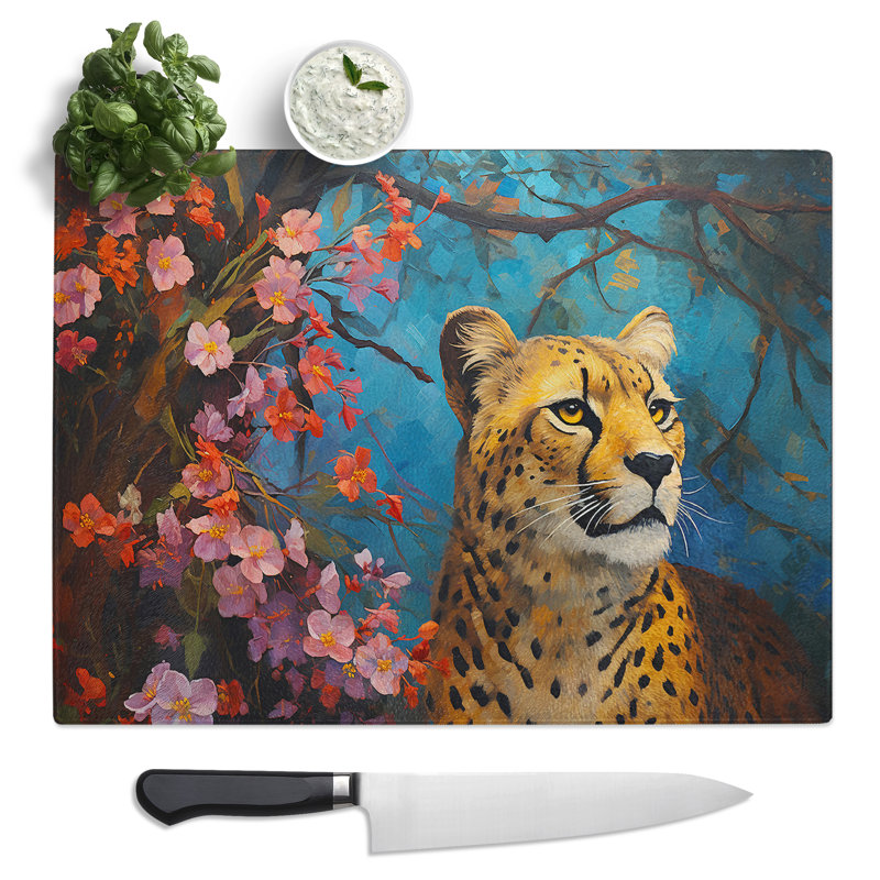 Cheetah Expressionism No.2  Glass Chopping Board