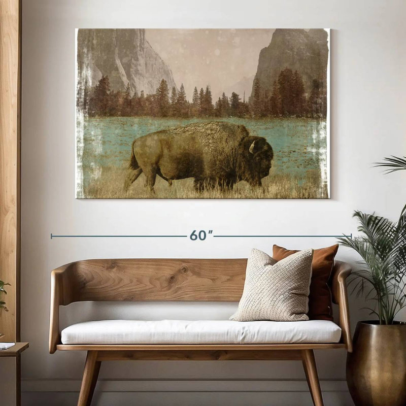 Bison dans le parc, H 34 po x l 51 po
