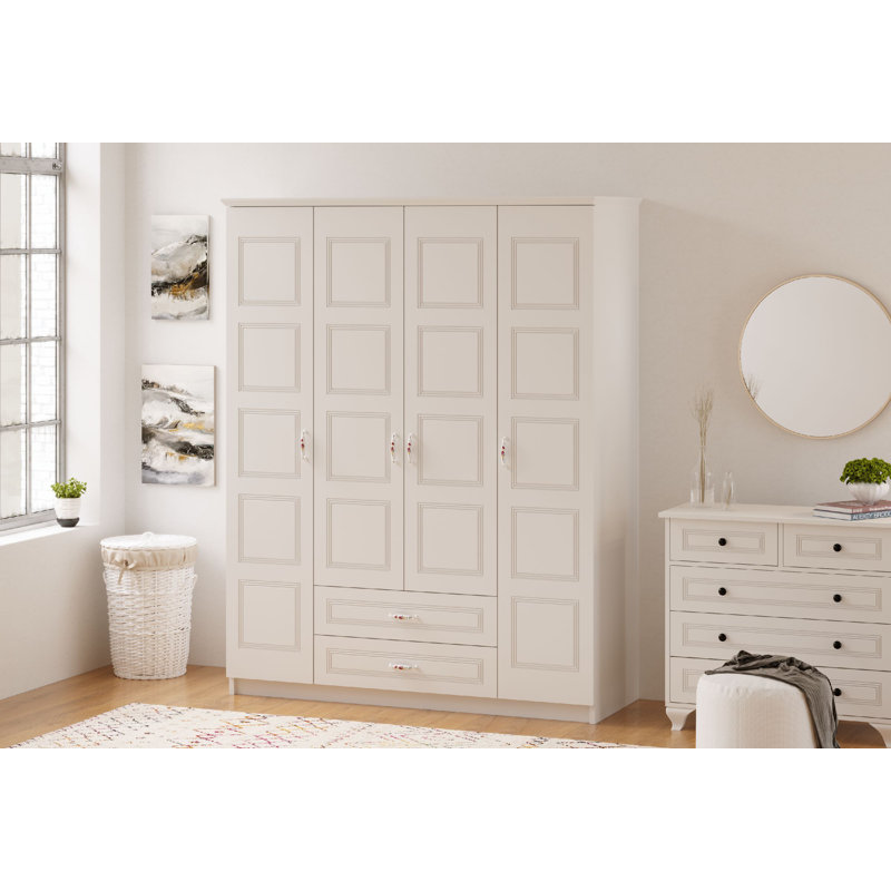 Anllely 4 Door Manufactured Wood Wardrobe