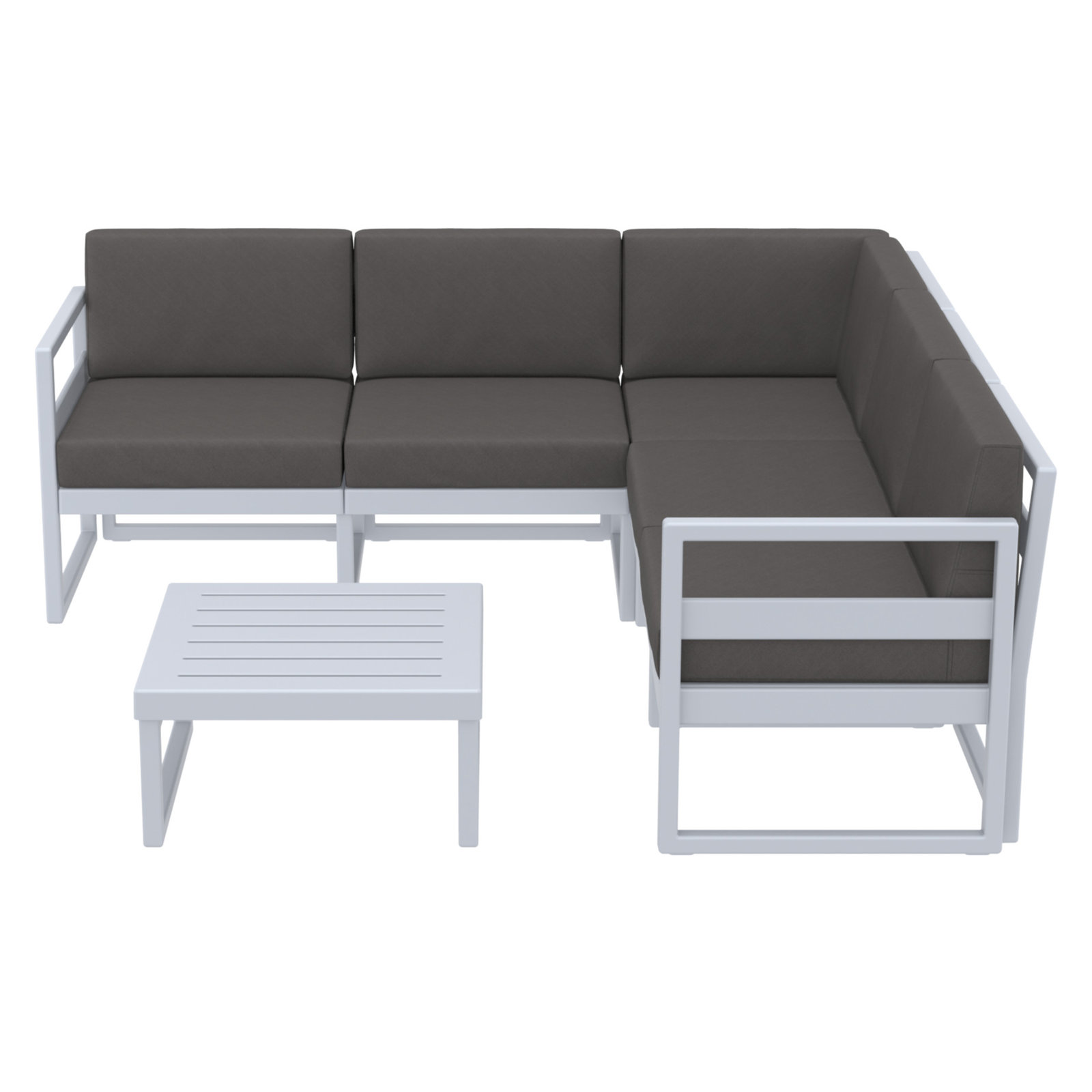 Lane 5 - Person Modular Patio Conversation Set with Cushions, Charcoal, Silver/Gray