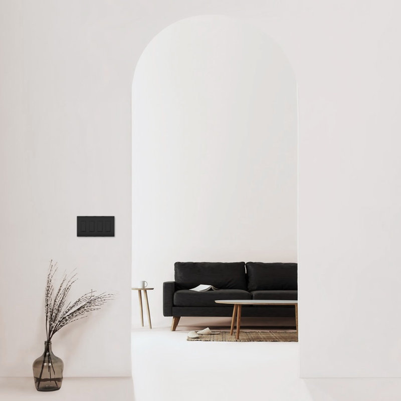 Radiant Black 4-Gang Screwless Polycarbonate Wall Plate