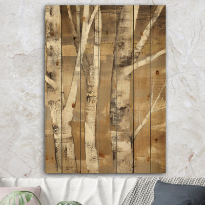 Bouleau naturel I - reproduction traditionnelle sur bois de pin naturel